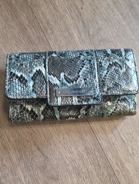 sofia by sofia vergara Teal and Black Snake-Print Wallet